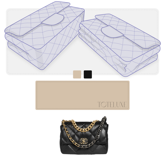 Toteluxe - Chanel 19 Medium Bag Base Shaper - Black and Beige